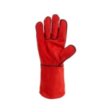 Long Gauntlet Red Cow Split Leather Welding Gloves - Image 2