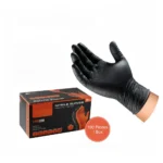 Extra Thick Diamond Textured Orange Disposable Nitrile Gloves - Image 2
