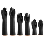 Heavy Duty Smooth Black Latex Chemical Resistant Gloves - Image 2
